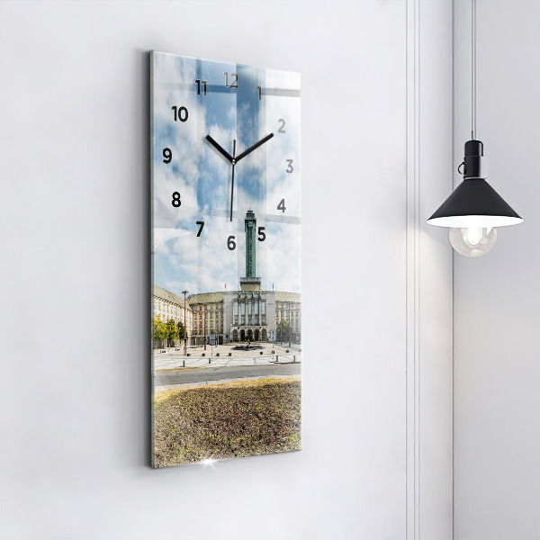 Modern vertical wall clock Panorama of the city of Ostrava