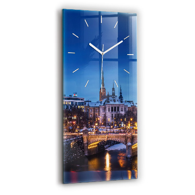 Modern vertical wall clock Panorama of the city of Pilsen