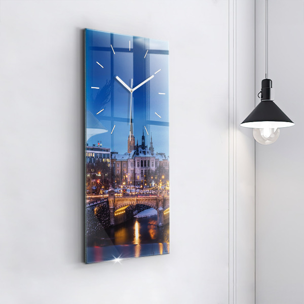 Modern vertical wall clock Panorama of the city of Pilsen