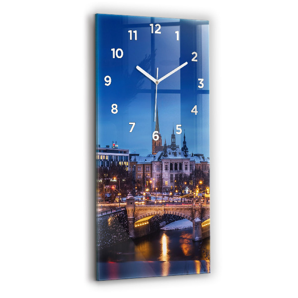 Modern vertical wall clock Panorama of the city of Pilsen