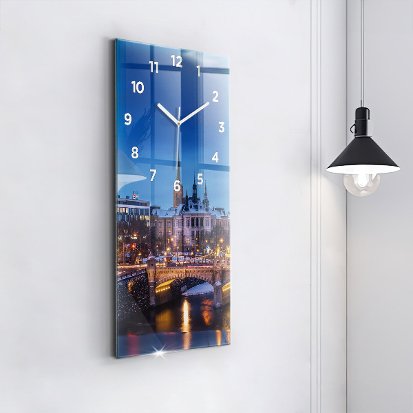 Modern vertical wall clock Panorama of the city of Pilsen