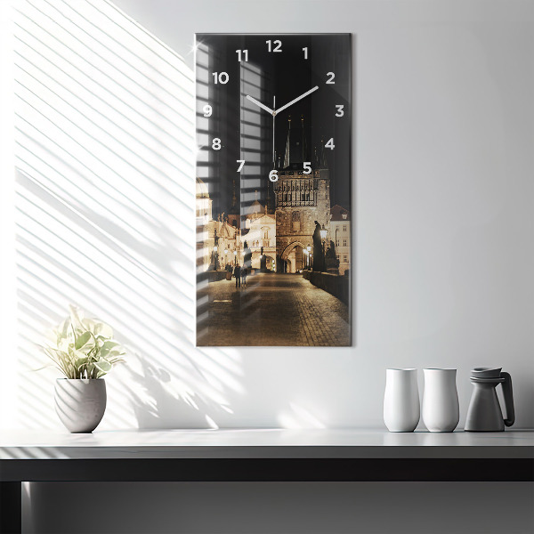 Modern vertical wall clock Charles Bridge in Prague