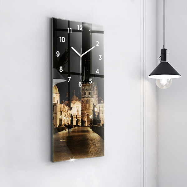 Modern vertical wall clock Charles Bridge in Prague