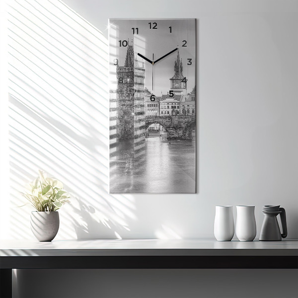 Modern vertical wall clock Charles Bridge in Prague