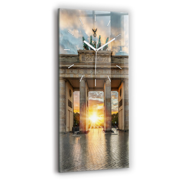 Modern vertical wall clock Brandenburg Gate in Berlin