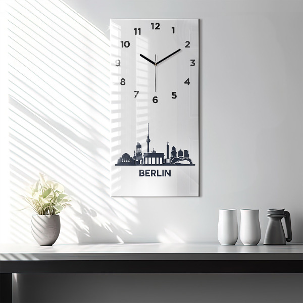 Modern vertical wall clock Berlin city illustration