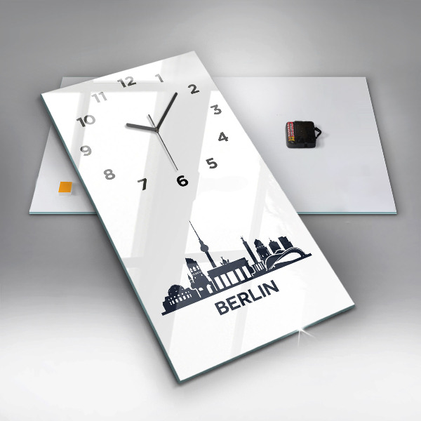 Modern vertical wall clock Berlin city illustration