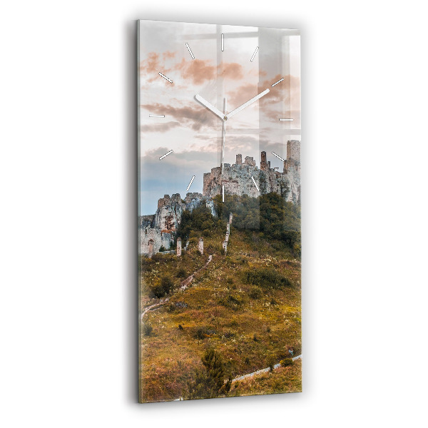 Modern vertical wall clock Spiš Castle in Slovakia