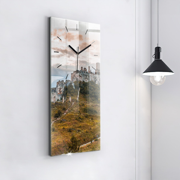 Modern vertical wall clock Spiš Castle in Slovakia