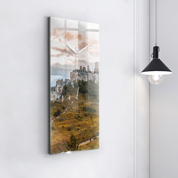 Modern vertical wall clock Spiš Castle in Slovakia