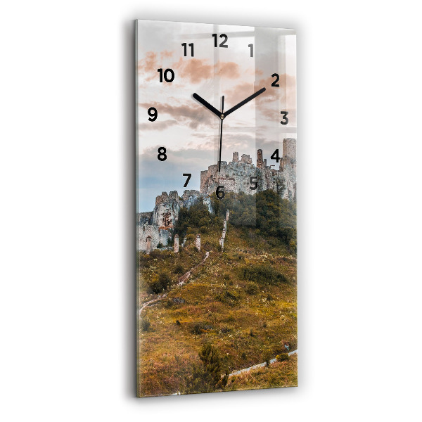 Modern vertical wall clock Spiš Castle in Slovakia