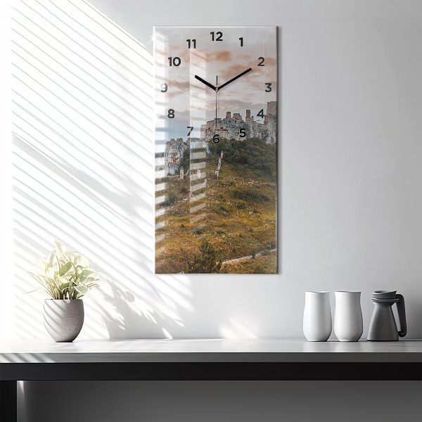 Modern vertical wall clock Spiš Castle in Slovakia