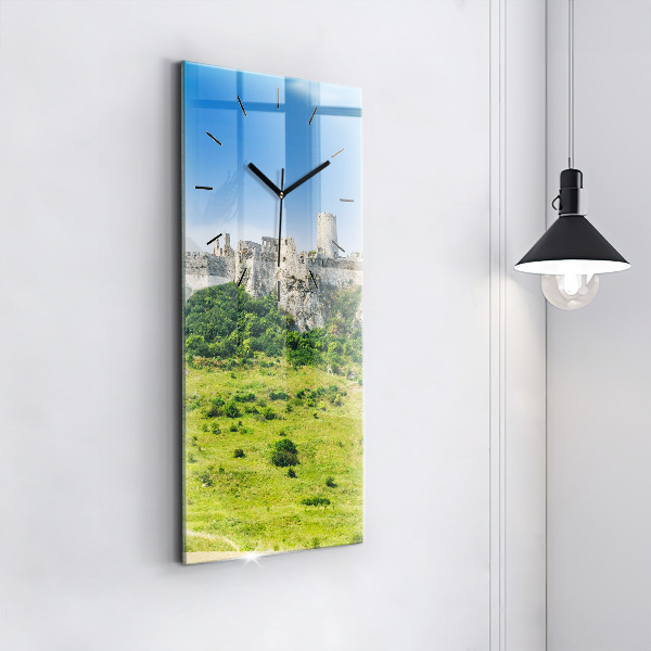 Modern vertical wall clock Spiš Castle in Slovakia