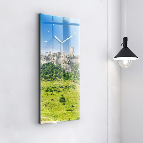 Modern vertical wall clock Spiš Castle in Slovakia