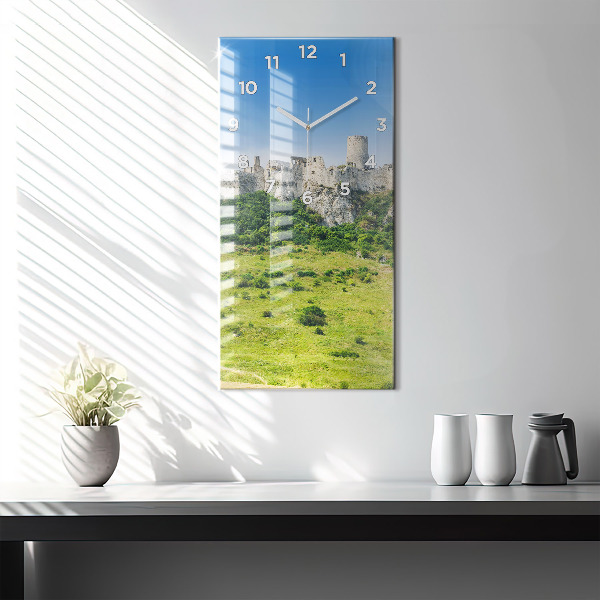 Modern vertical wall clock Spiš Castle in Slovakia