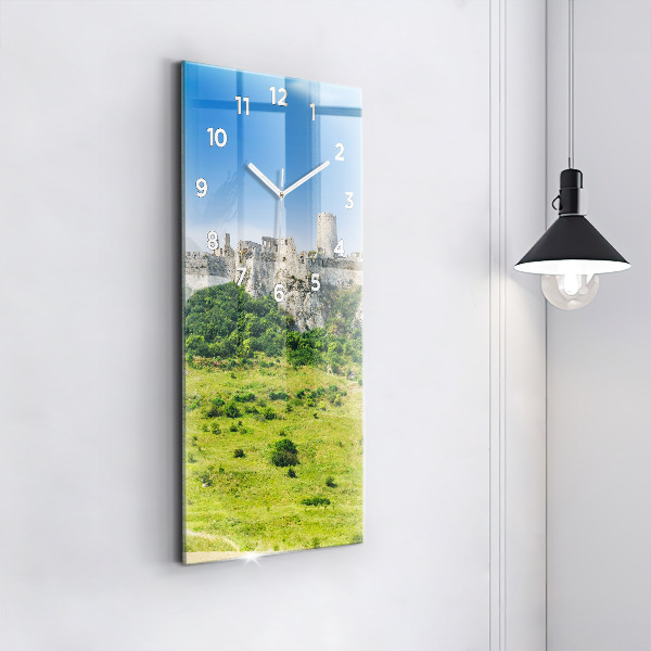 Modern vertical wall clock Spiš Castle in Slovakia