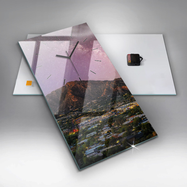 Modern vertical wall clock Mountain Landscape