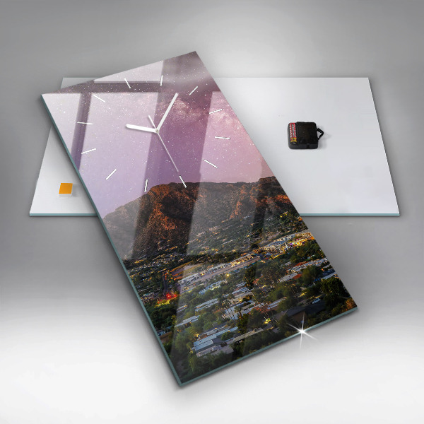 Modern vertical wall clock Mountain Landscape