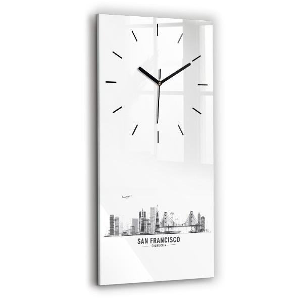 Modern vertical wall clock San Francisco Skyline