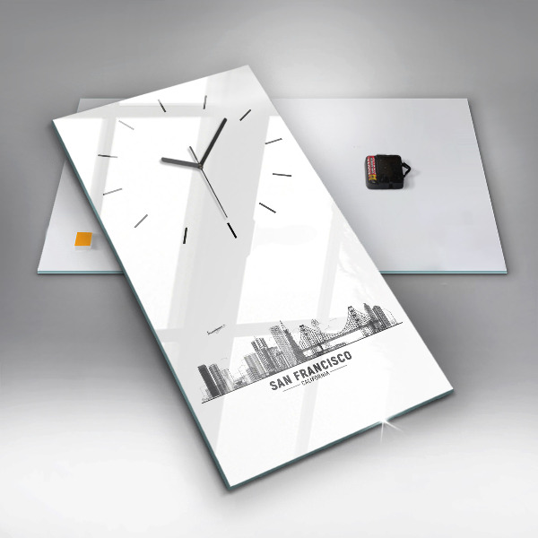 Modern vertical wall clock San Francisco Skyline