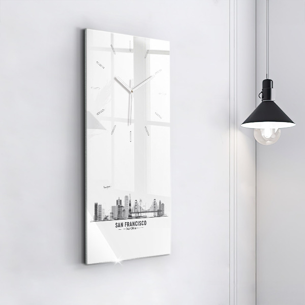 Modern vertical wall clock San Francisco Skyline