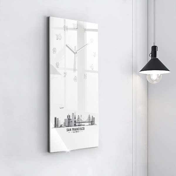 Modern vertical wall clock San Francisco Skyline