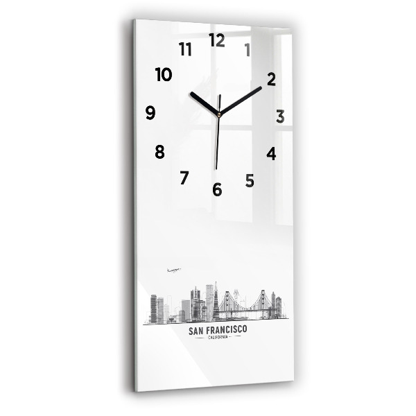 Modern vertical wall clock San Francisco Skyline