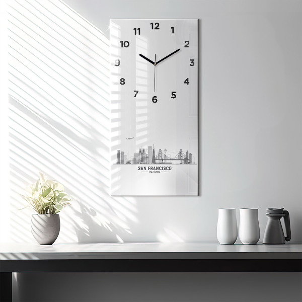 Modern vertical wall clock San Francisco Skyline