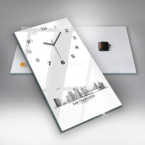 Modern vertical wall clock San Francisco Skyline