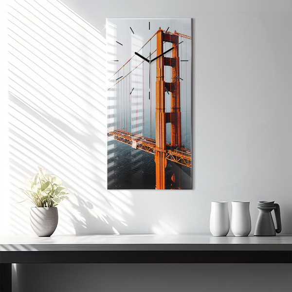 Modern vertical wall clock Golden Gate Bridge