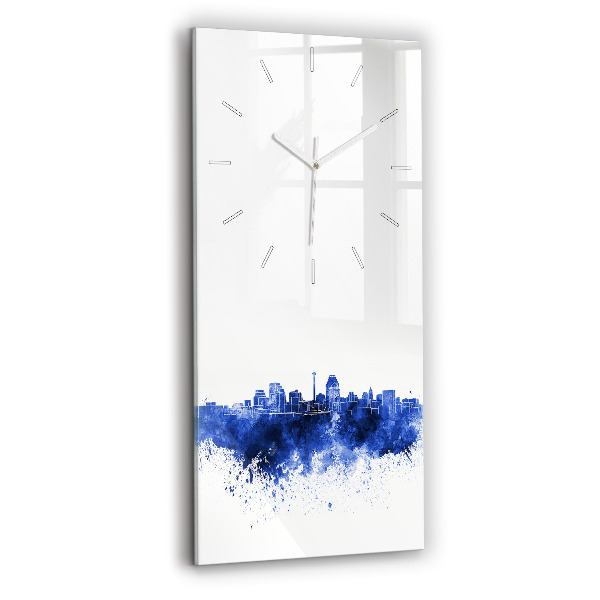 Modern vertical wall clock San Antonio Watercolors