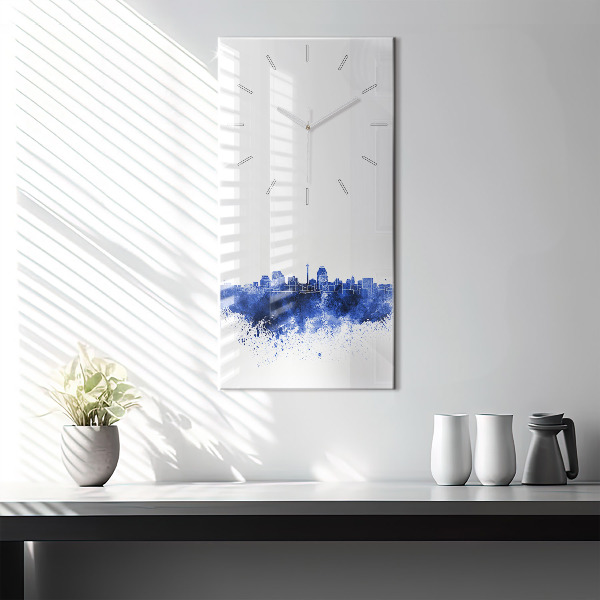 Modern vertical wall clock San Antonio Watercolors