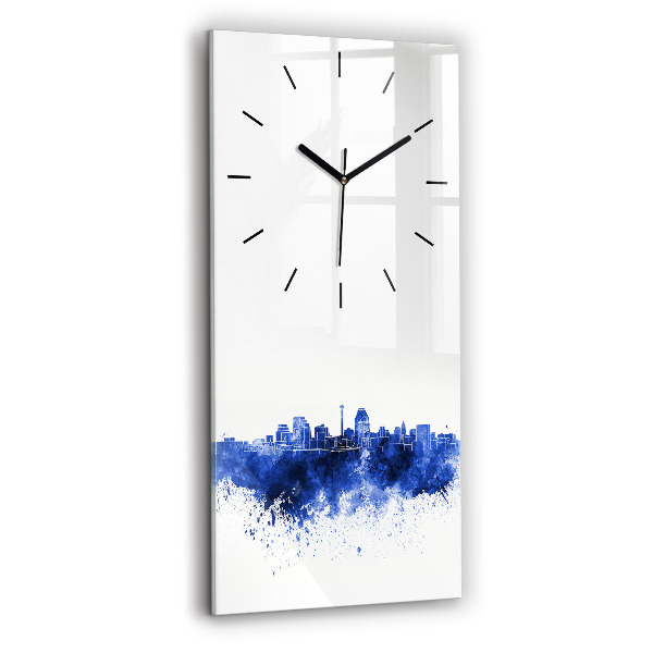 Modern vertical wall clock San Antonio Watercolors
