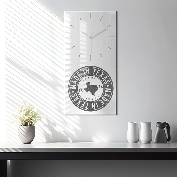 Modern vertical wall clock Texas stamp