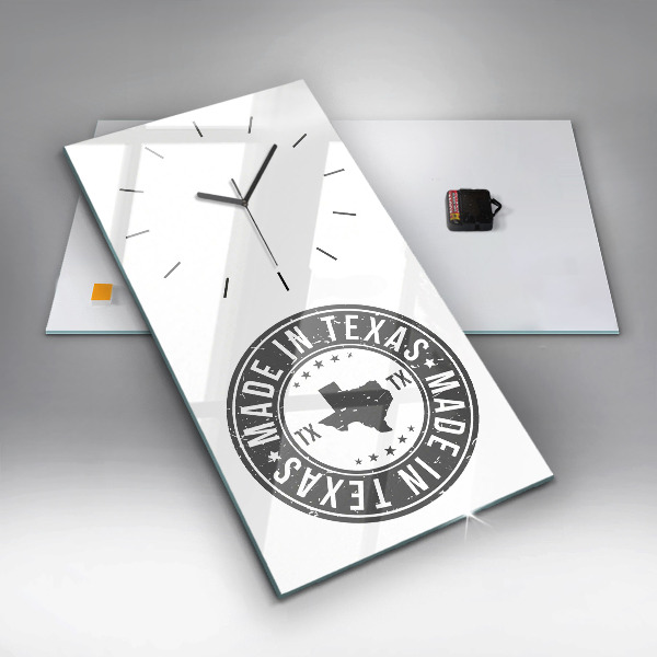 Modern vertical wall clock Texas stamp