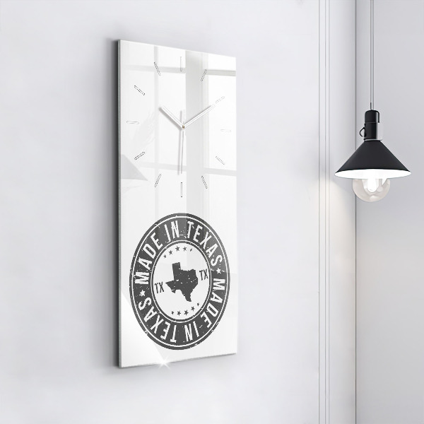 Modern vertical wall clock Texas stamp