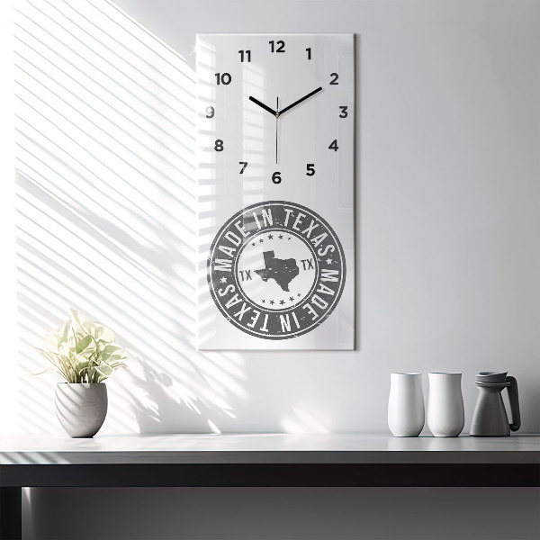 Modern vertical wall clock Texas stamp