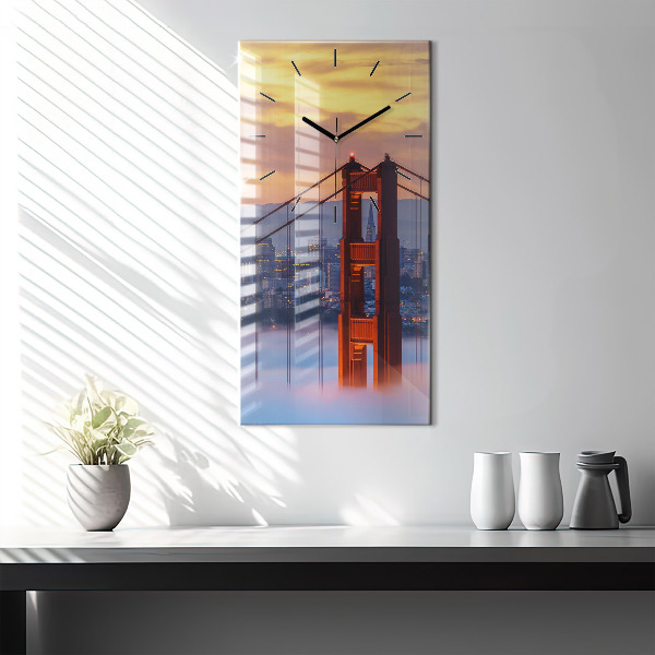 Modern vertical wall clock San Francisco Bridge