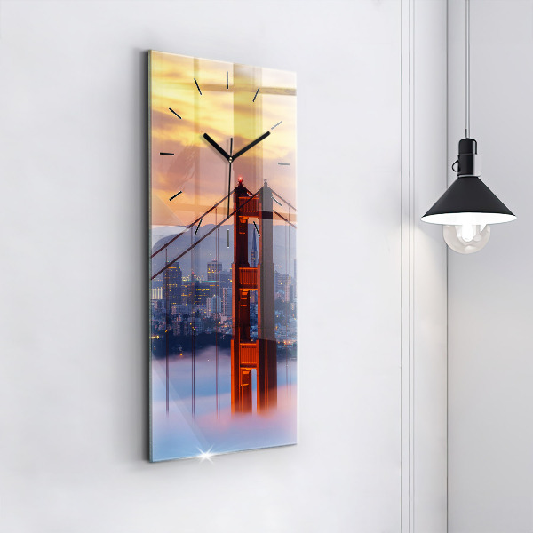 Modern vertical wall clock San Francisco Bridge