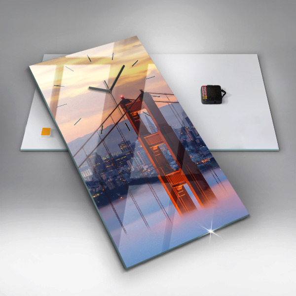 Modern vertical wall clock San Francisco Bridge