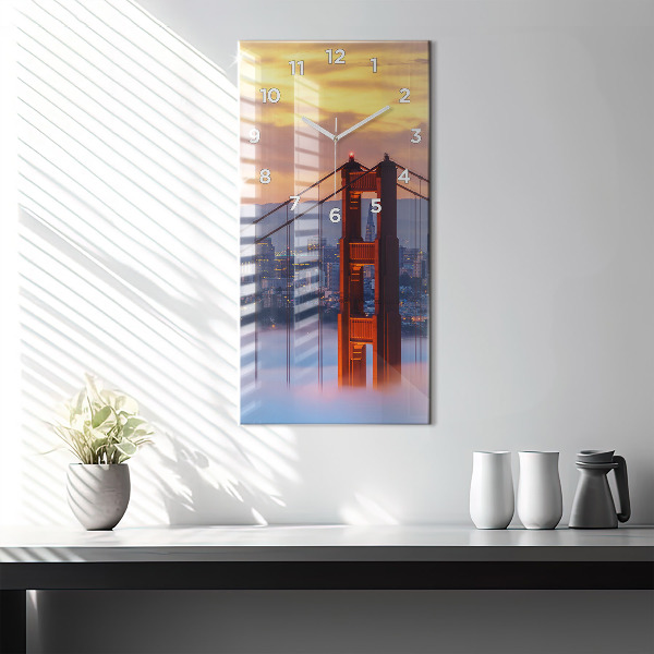 Modern vertical wall clock San Francisco Bridge