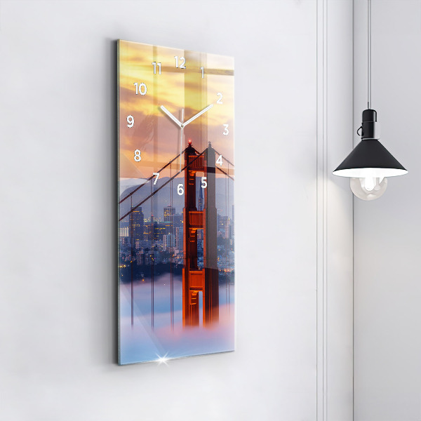 Modern vertical wall clock San Francisco Bridge