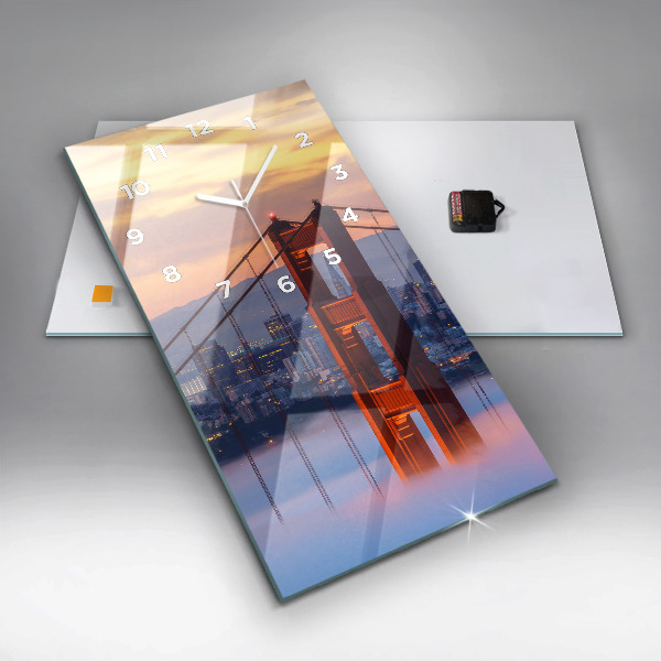 Modern vertical wall clock San Francisco Bridge