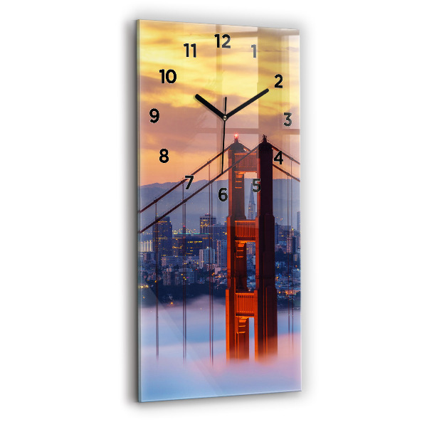 Modern vertical wall clock San Francisco Bridge