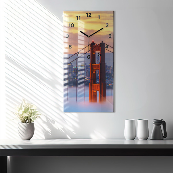 Modern vertical wall clock San Francisco Bridge