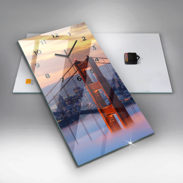 Modern vertical wall clock San Francisco Bridge