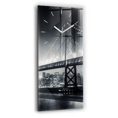Modern vertical wall clock San Francisco Bridge at Night