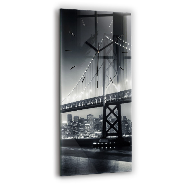 Modern vertical wall clock San Francisco Bridge at Night