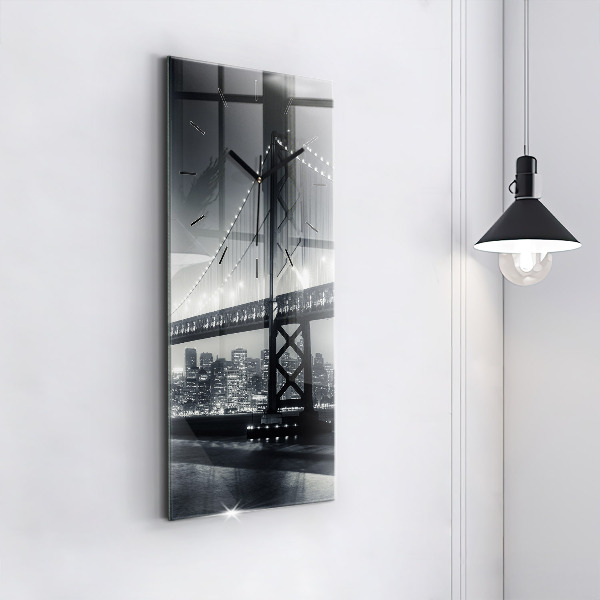 Modern vertical wall clock San Francisco Bridge at Night