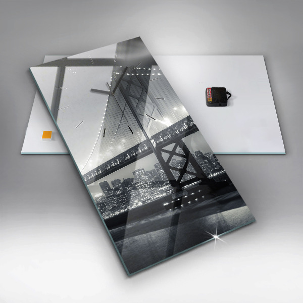 Modern vertical wall clock San Francisco Bridge at Night